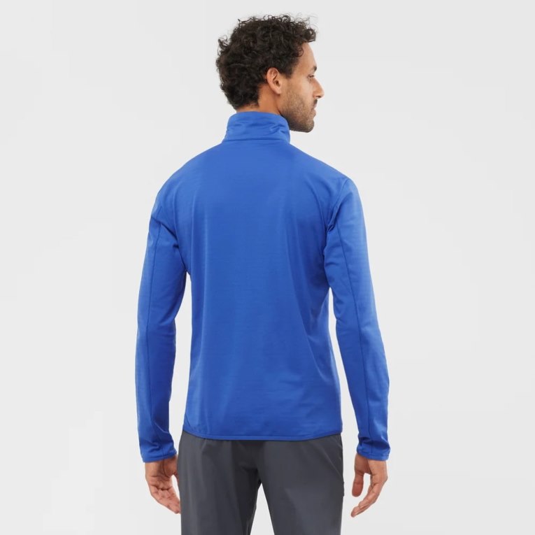 Salomon Essential Lightwarm Half Zip Men's Sweatshirt Blue | CA 96V82
